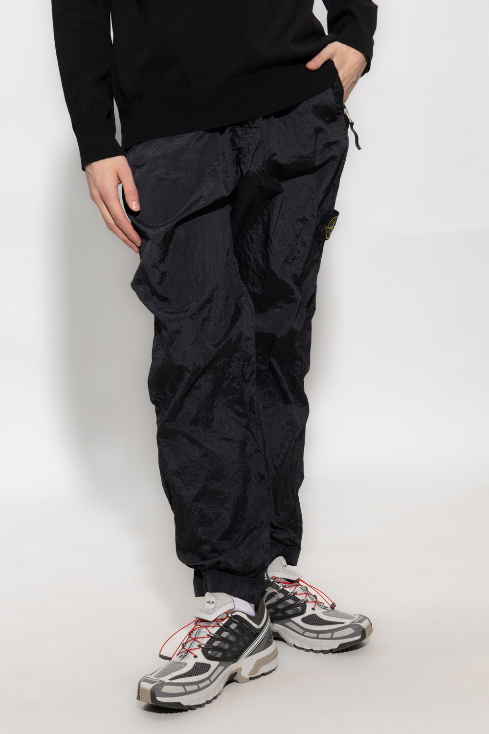 Shorts Pantalons Run Woven 3 Black Track pants Stone Island